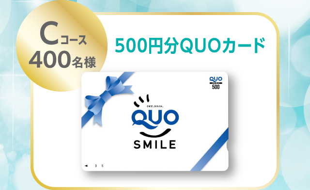 Cコース400名様 500円分QUOカード